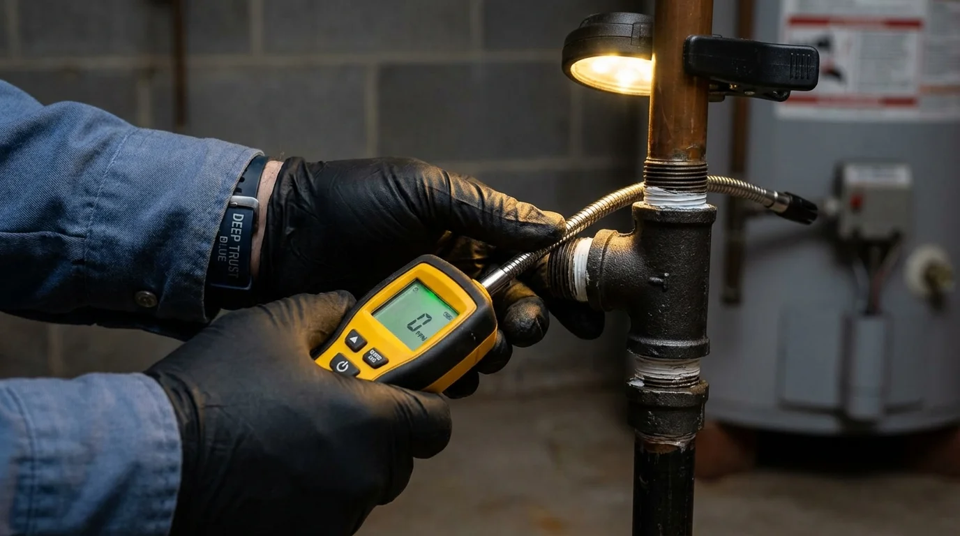 Gas leak detection with electronic sniffer by Johns Plumbing LLC in Creola