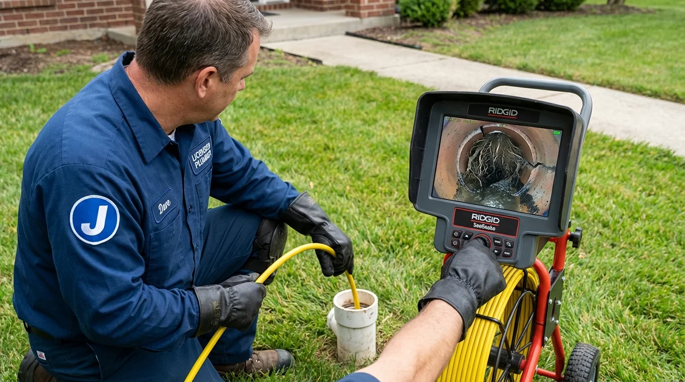 Sewer camera inspection being performed by Johns Plumbing LLC in Creola