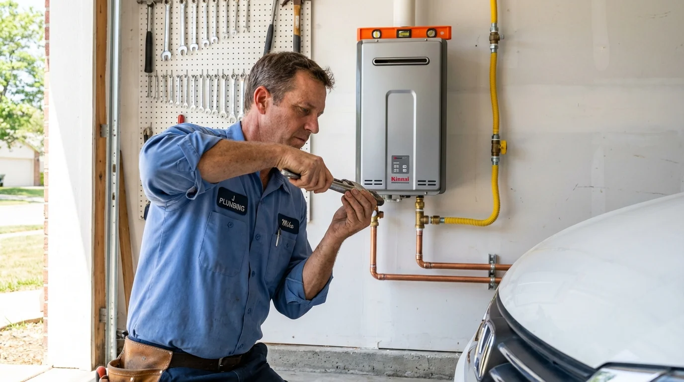 Tankless water heater installation by a Johns Plumbing LLC plumber in Creola